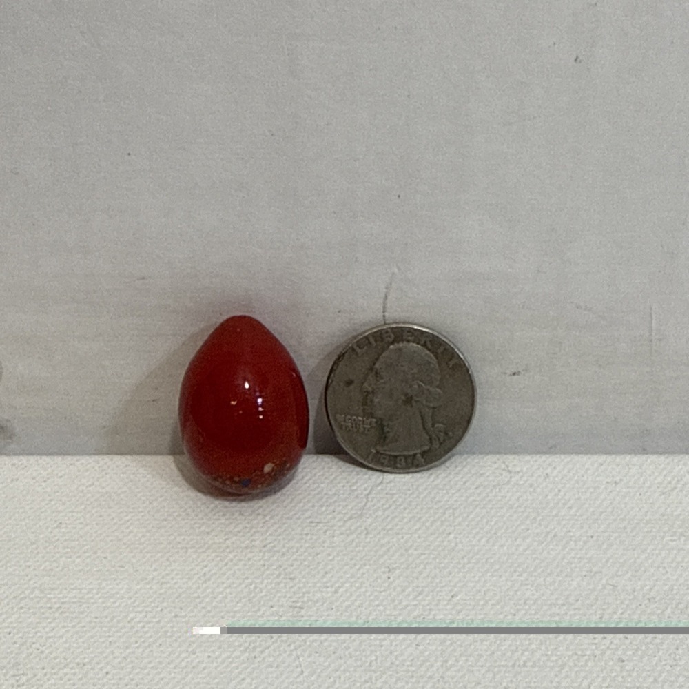 Vintage Unique Marble Glass Easter Bird‎ Egg Shape Red W/ Confetti Color